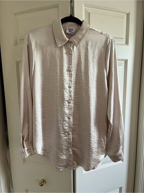 Princess Polly Satin Button-Up Shirt - Pale Blush